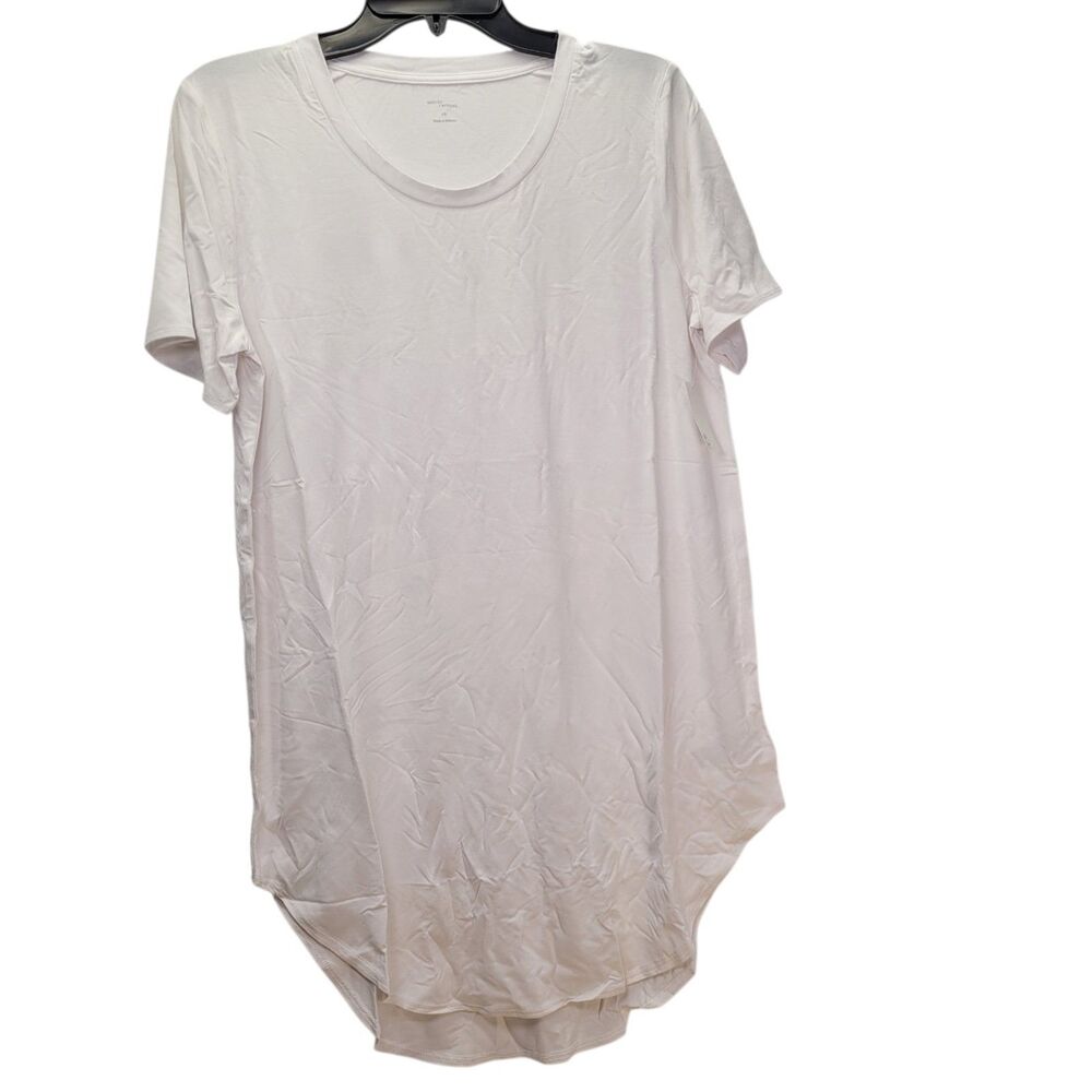 Daily Ritual Women's White Short Sleeve Hi Lo Long T-Shirt Size Large